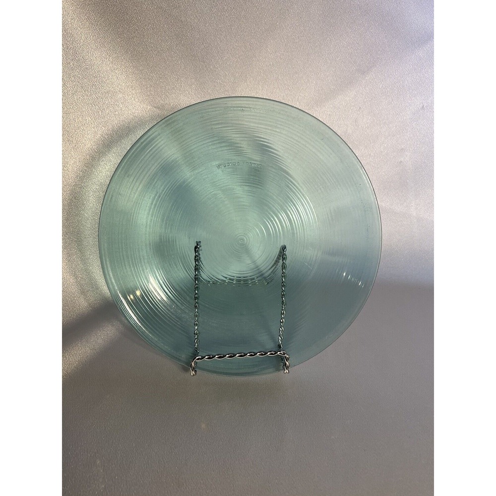 Set of 2 Arcoroc France Teal Aqua 7.5inch  Ribbed Dessert Plates